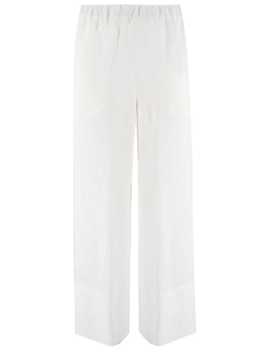 Shop Antonelli White Linen Trousers With Wide Straight Leg