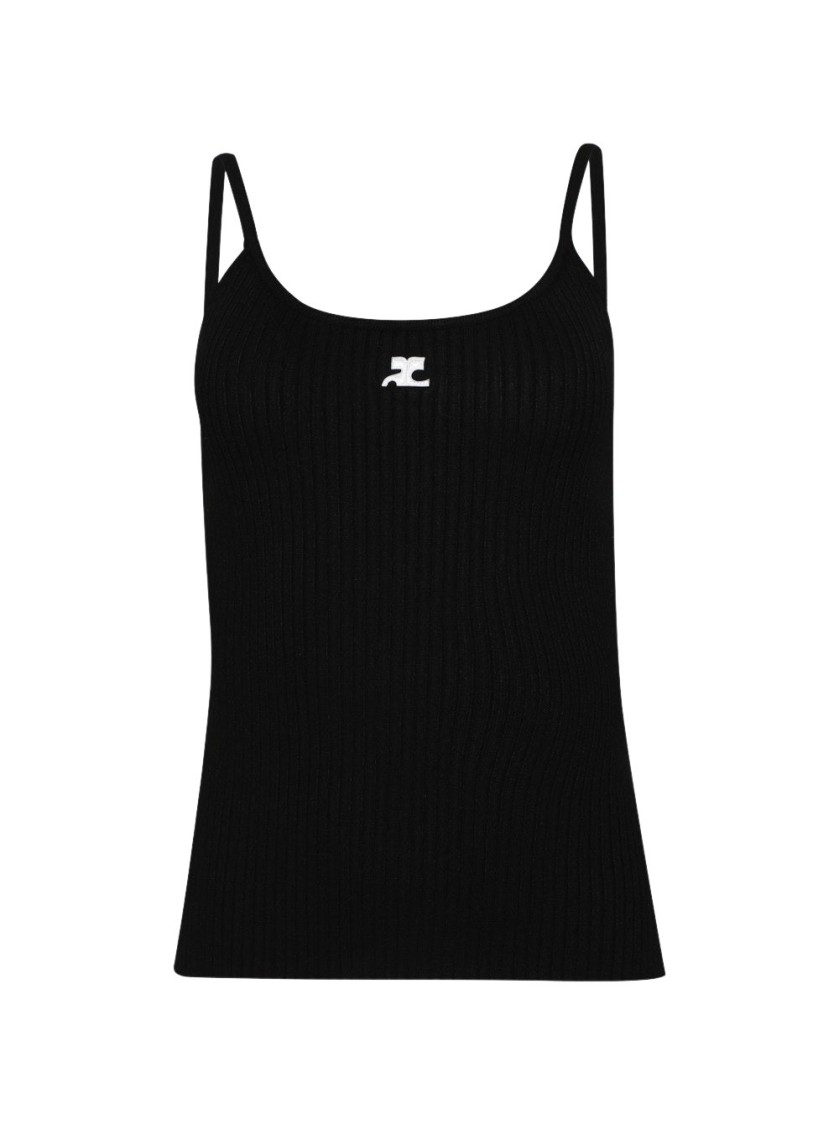 Courrèges Reedition Knit Tank Top Black In Black