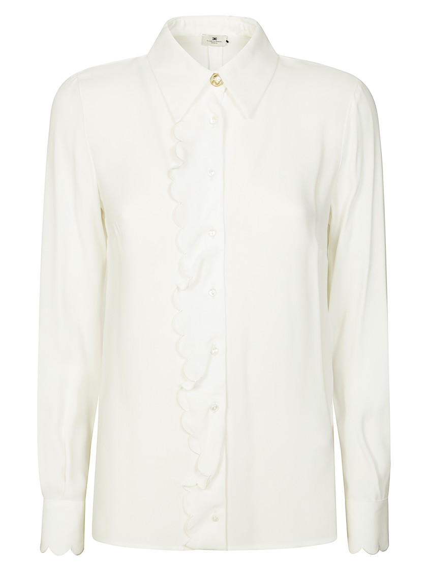 Elisabetta Franchi Classic Ruffle-trimmed Silk Blouse