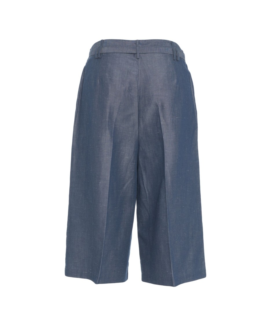 Liu •jo Liu Jo Linen Blend Bermuda With Belted Waist In Grey