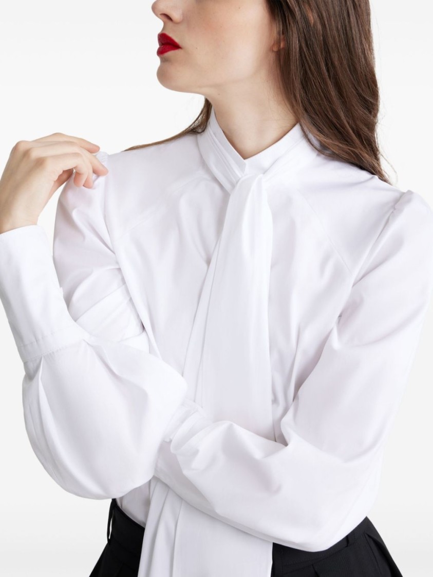 Patou Draped Collar Shirt With Buttoned Cuffs In White