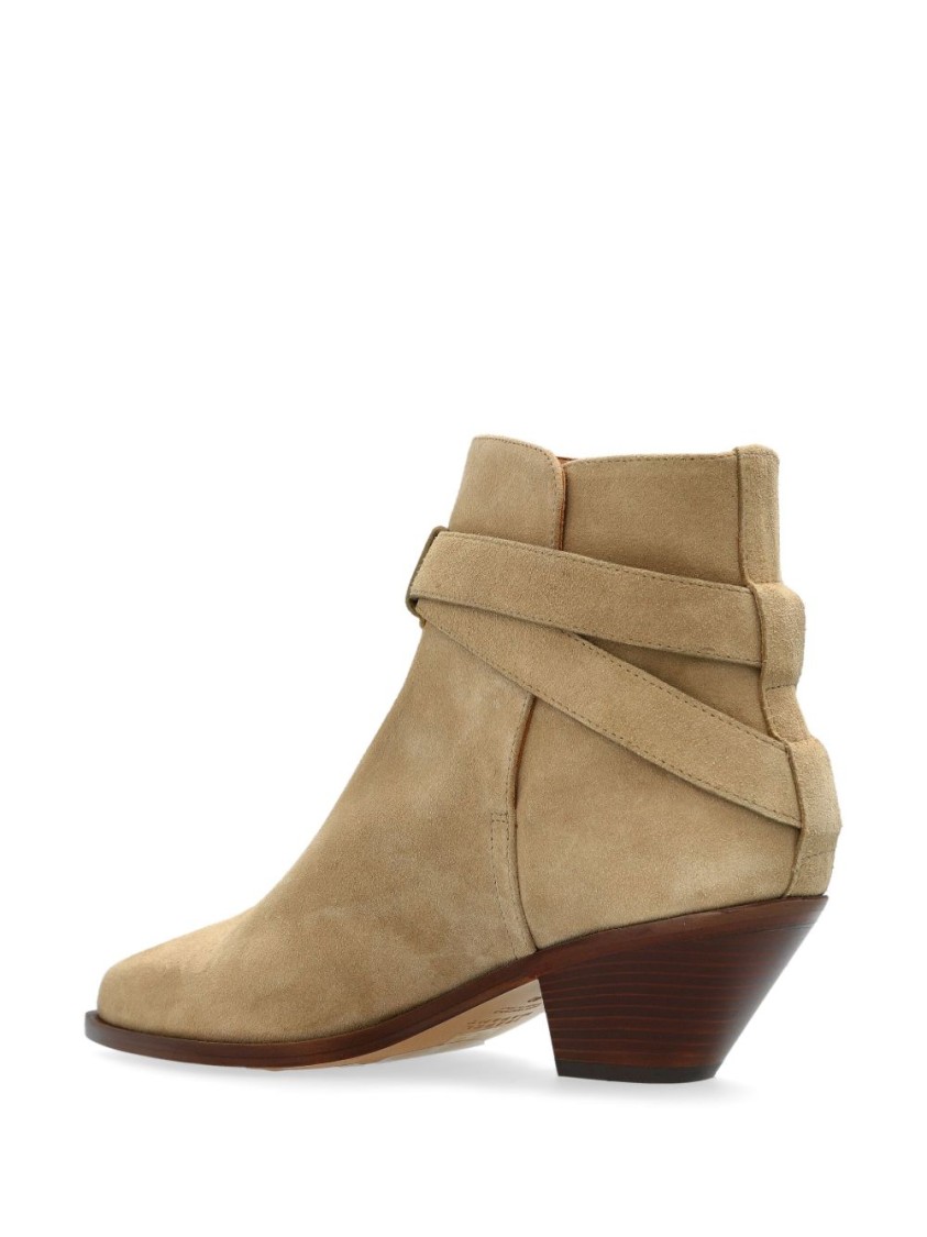 Isabel Marant Pointed Toe Ankle Boots With Buckle Detail In Neutral