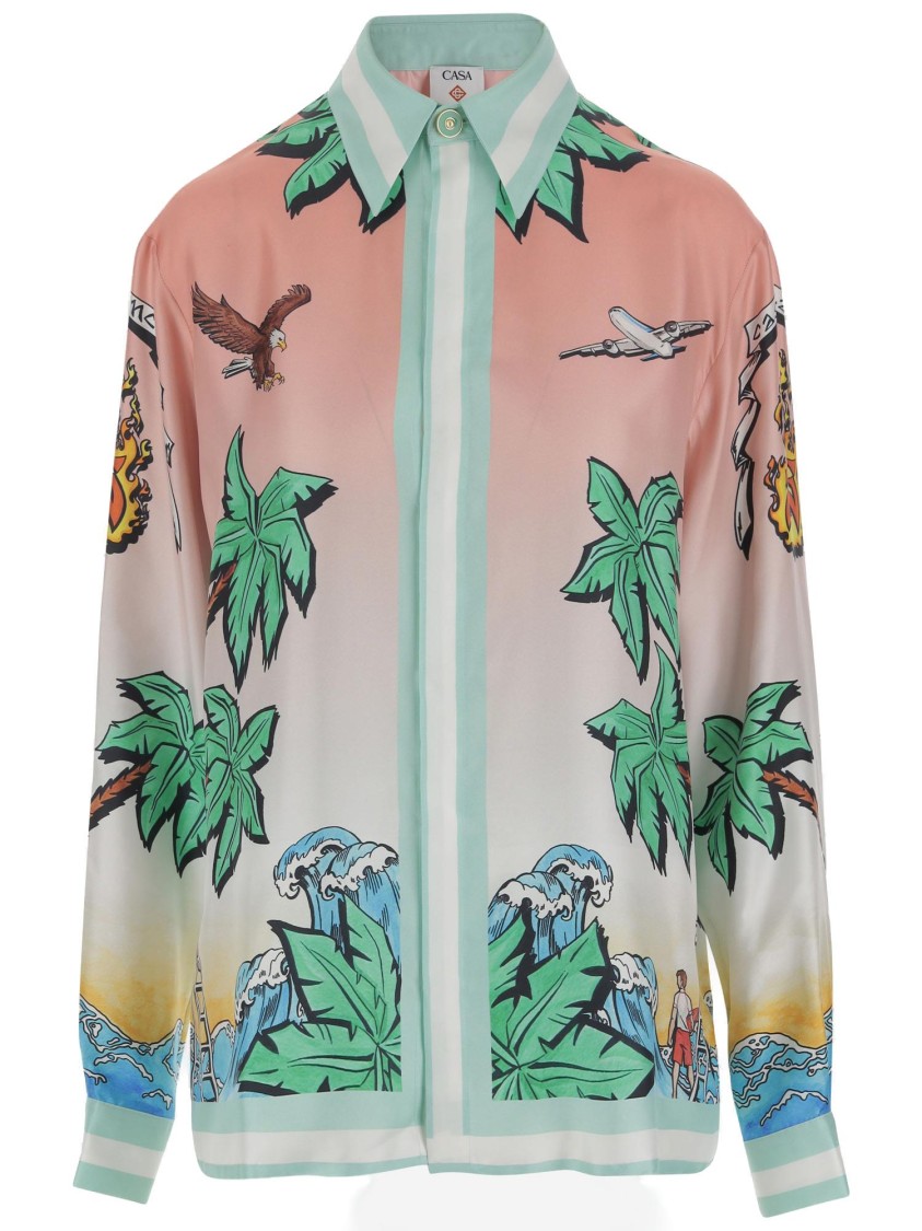 Casablanca Shirt In Pure Silk With Graphic Print