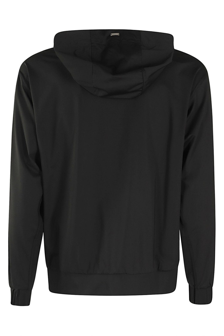Herno Black Stretch Fabric Sweatshirt In Black