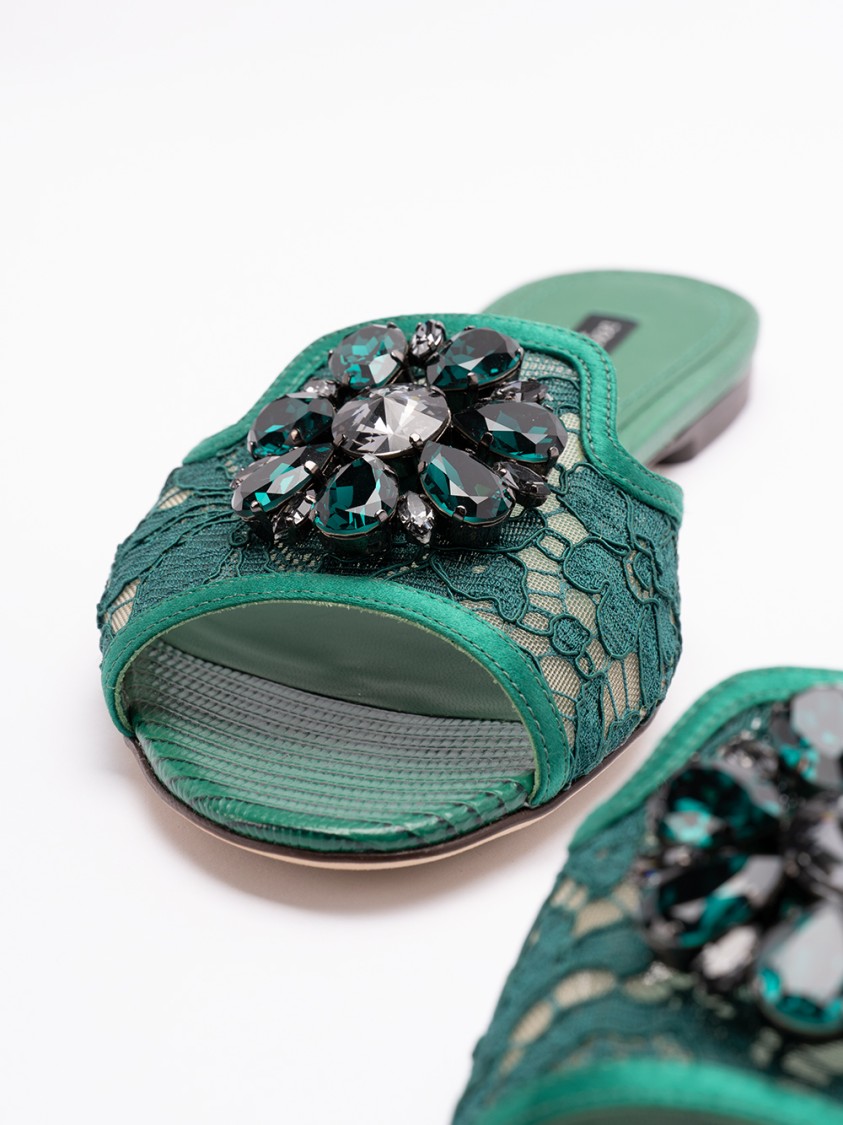 Dolce & Gabbana `rainbow` Slides With Brooch Detailing