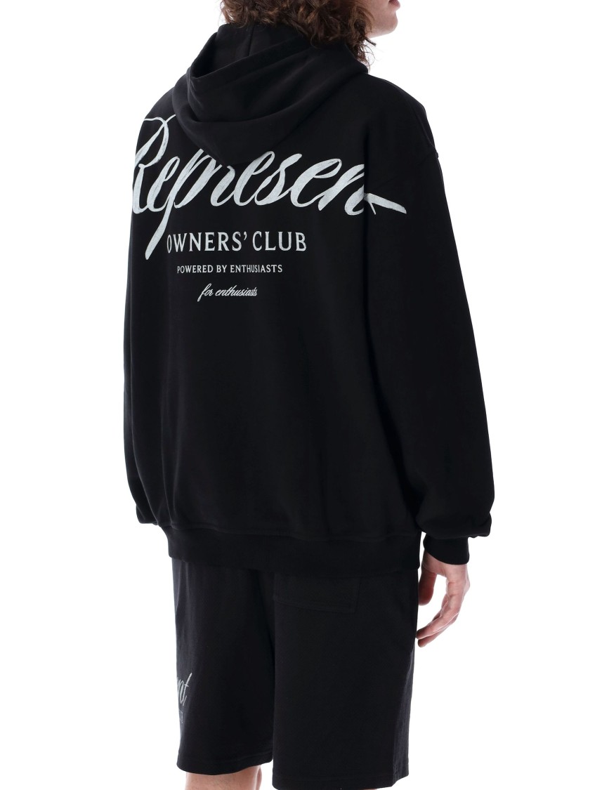 Represent Black Hoodie With Logo Lettering Detail On The Front And Maxi Logo Print On The Rear In Cotton Man In Black