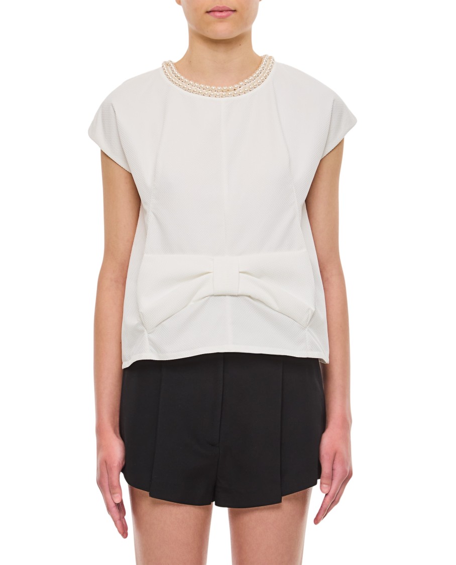 Junya Watanabe Bow-detail Sleeveless Top In White