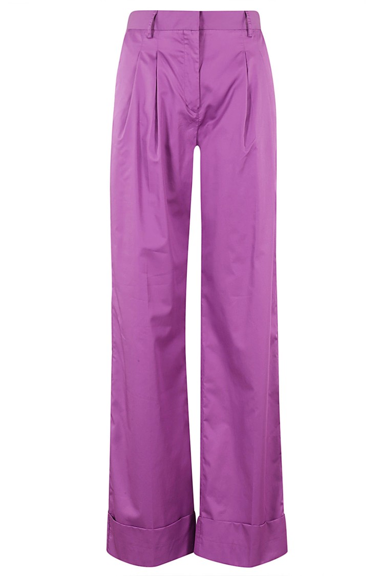 The Andamane Amethyst Satin Cotton High-waisted Trousers In Purple