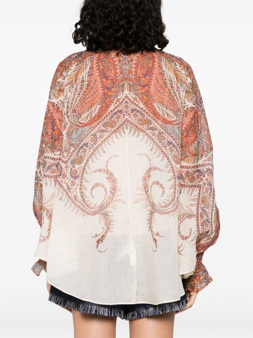Zimmermann Rhiannon Tie Neck Blouse In Multi