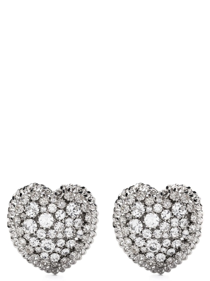 Alessandra Rich Heart Earrings In Silver