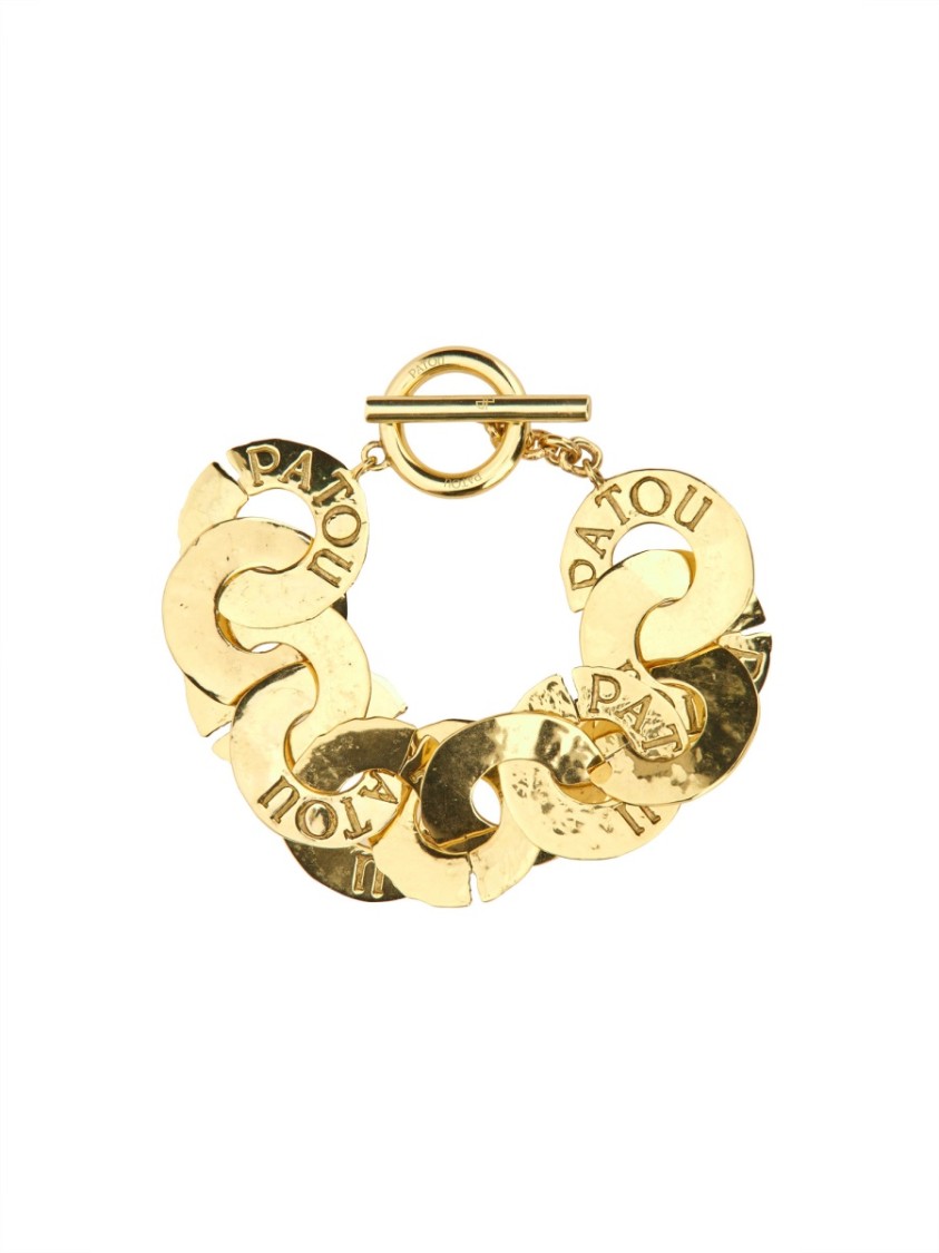 Patou Gold Interlocking Links Bracelet With Engraved Logo