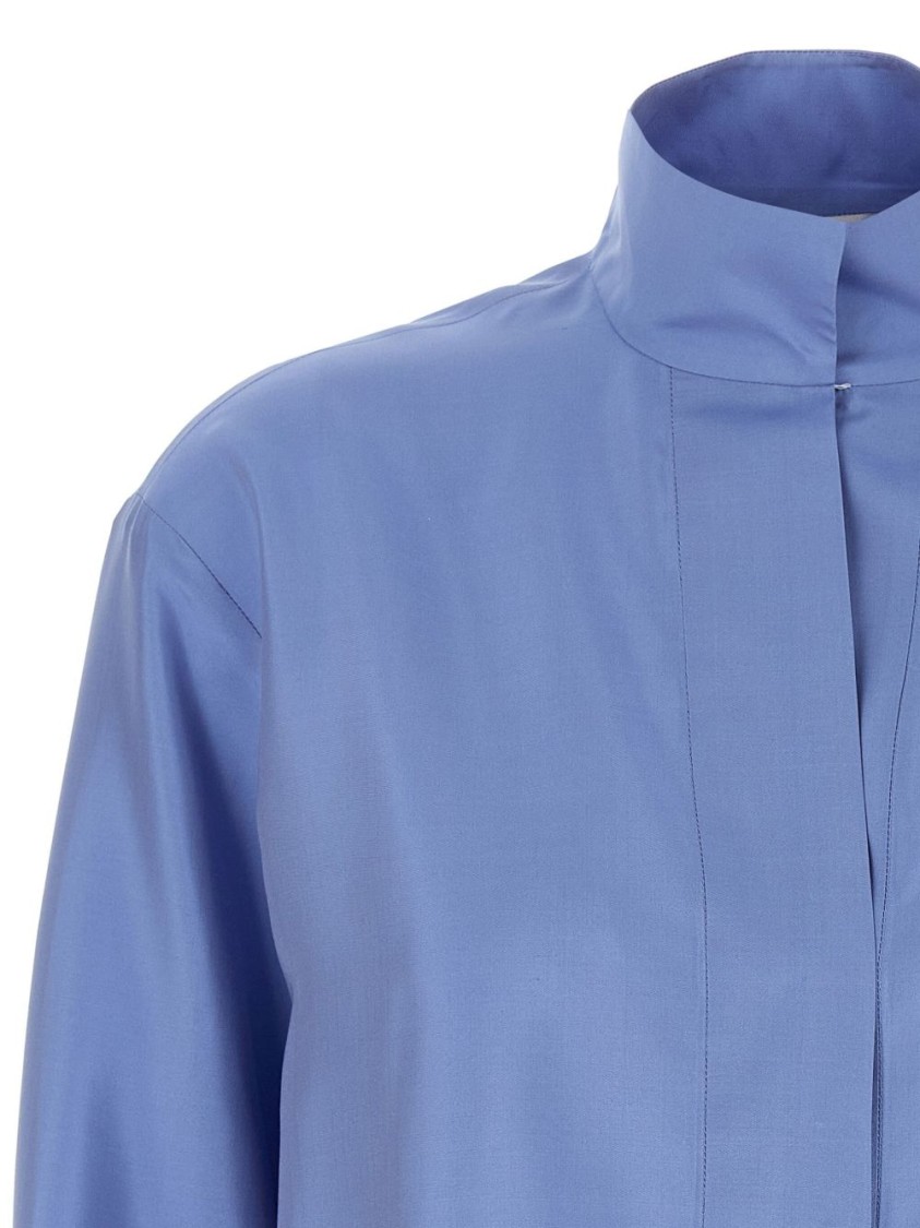 Alberto Biani Clear Blue Shirt With High Collar In Blue