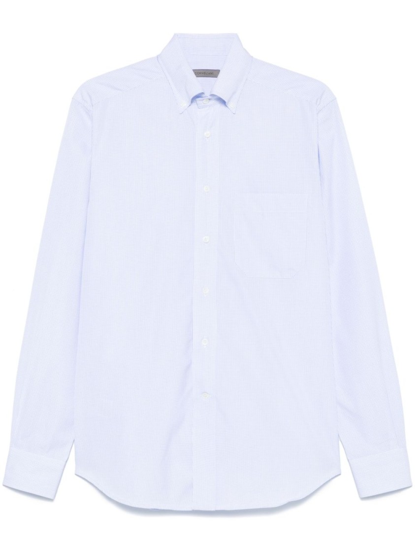 Corneliani Classic Blue Shirt With Button-down Collar In Purple