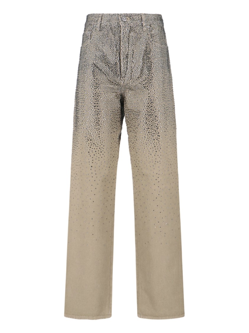 Golden Goose Straight Jeans With Rhinestones In Multi