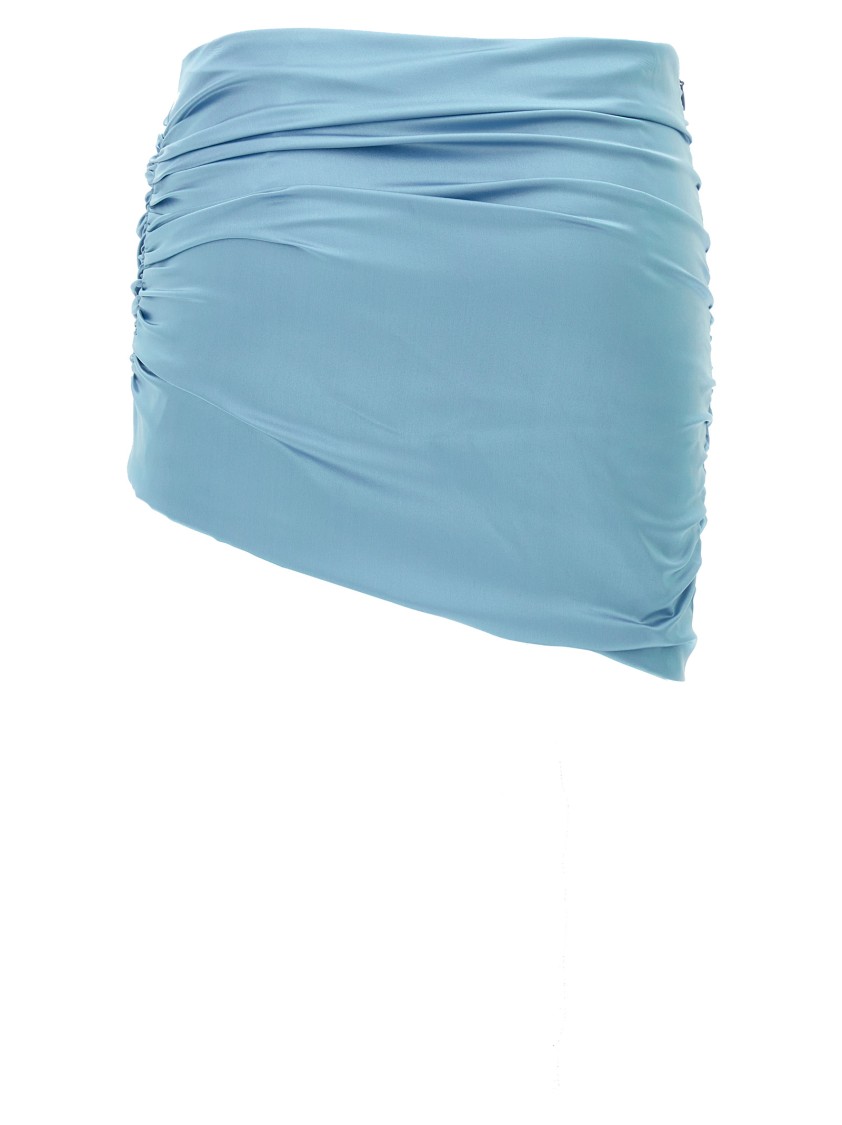 Alessandra Rich Asymmetric Satin Mini Skirt In Blue