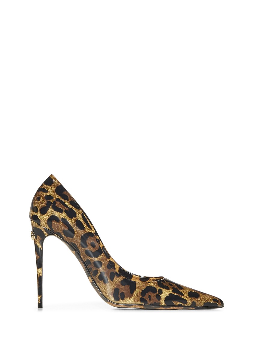 Dolce & Gabbana Brown Leo-print Calf Leather Pumps In Brown