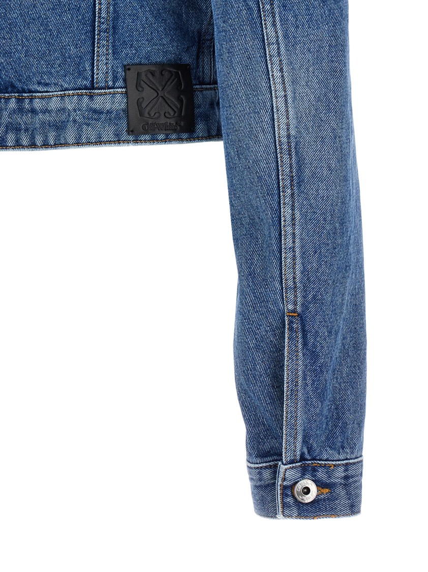 Off-white Cropped Cotton Denim Jacket In Blue