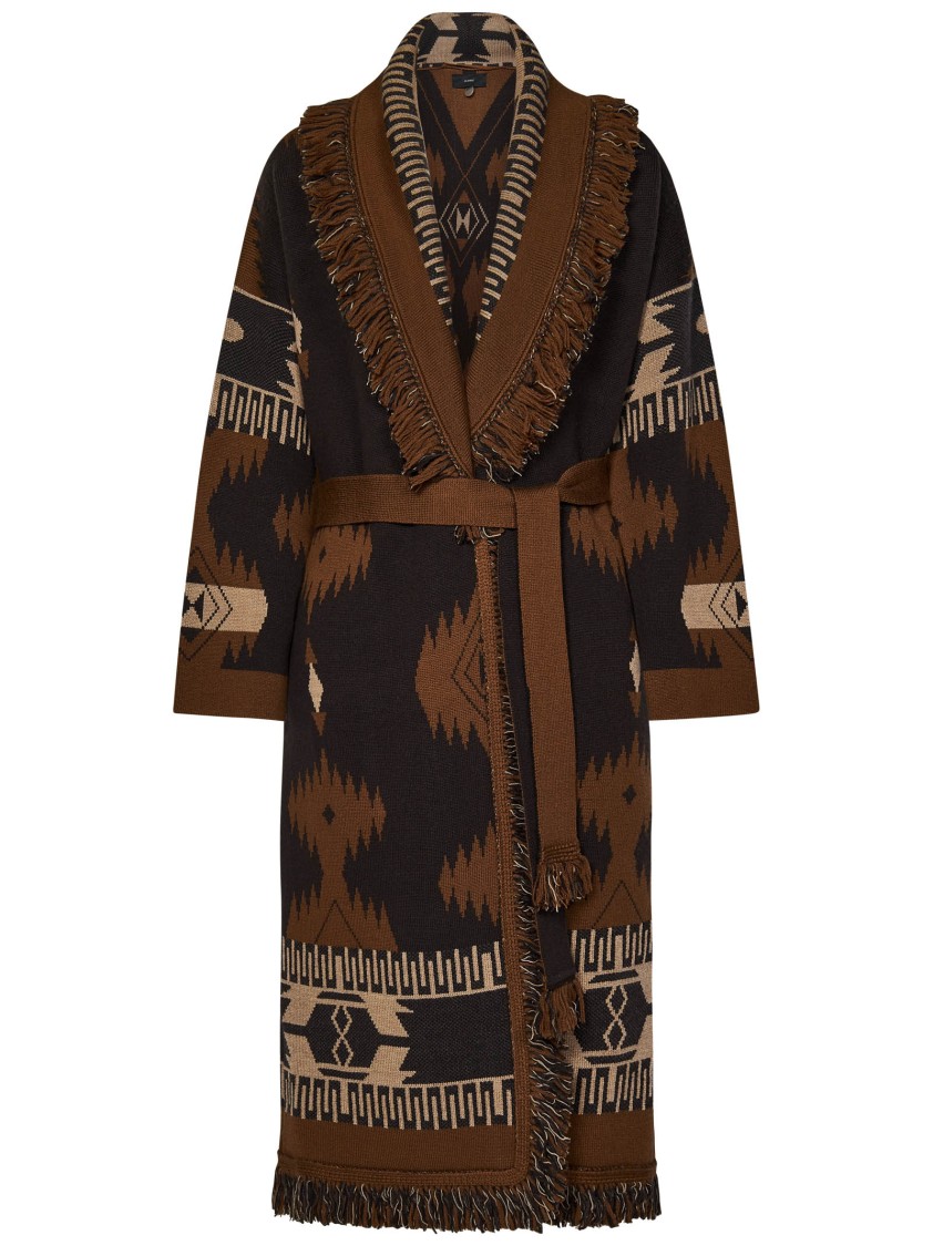 Alanui Icon Jaquard Coat In Brown
