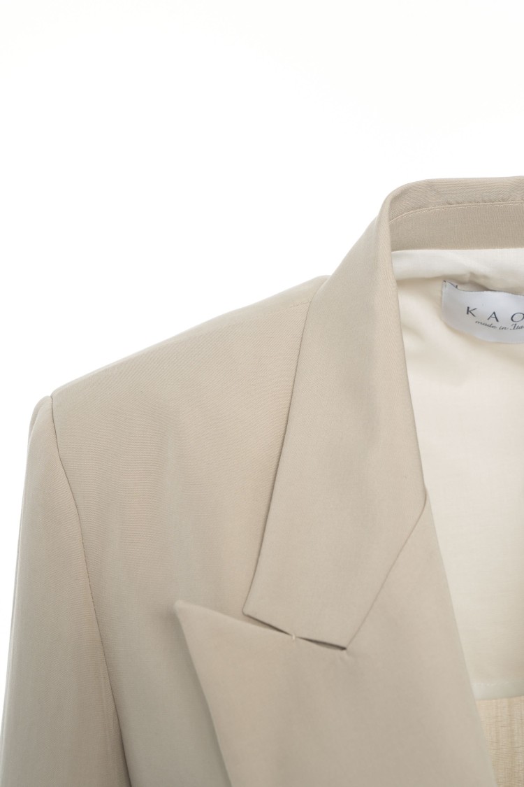 Kaos Double-breasted Blazer With Tailored Waist Belt In Neutrals