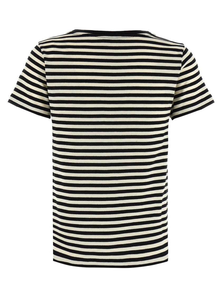 Tシャツ・カットソー Moncler Classic Striped Cotton T-Shirt With Logo Patch Moncler Classic Striped Cotton T-Shirt With Logo Patch | THE