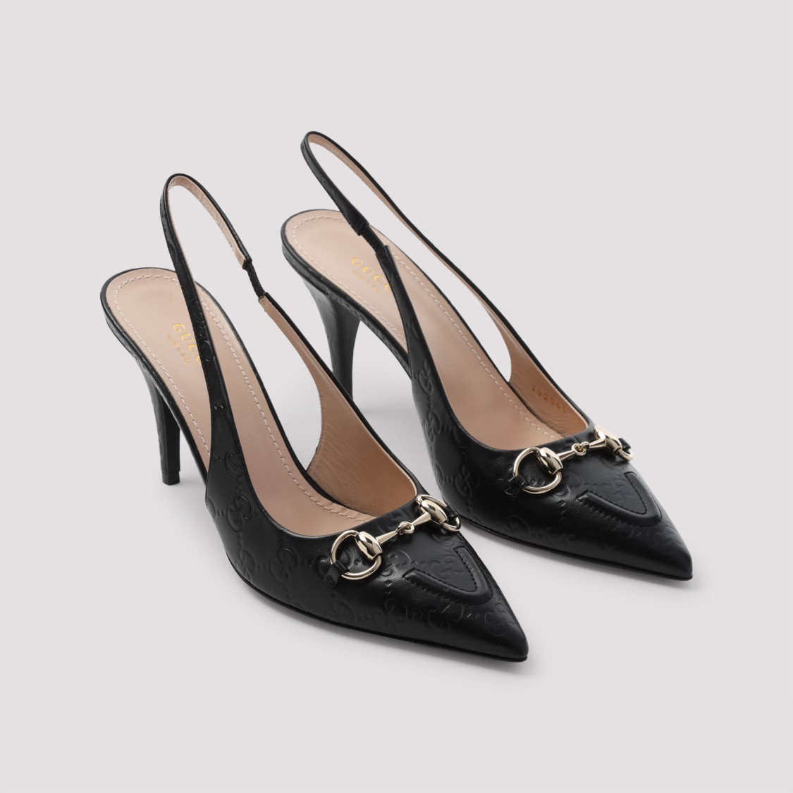 Gucci Leather Slingback Slippers With Pointed Toe In Black