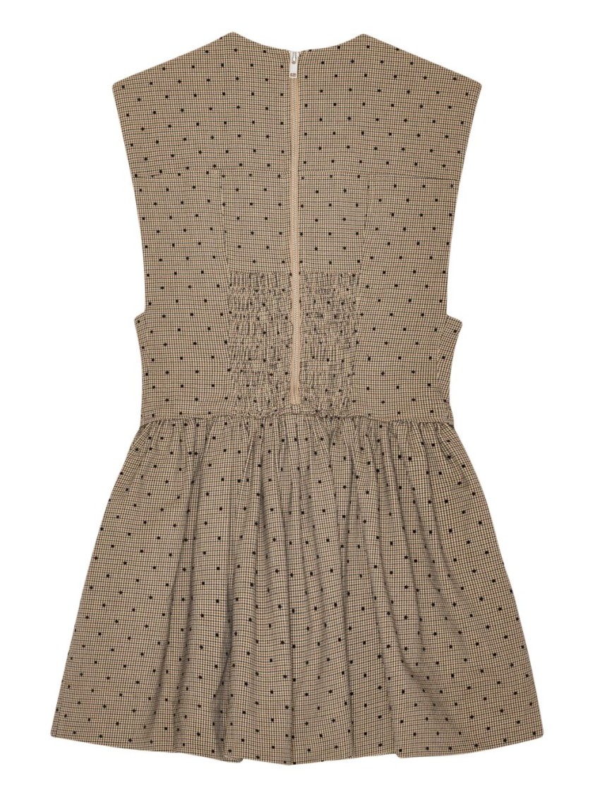 Ganni Flock Check Suiting Corset Mini Dress In Brown