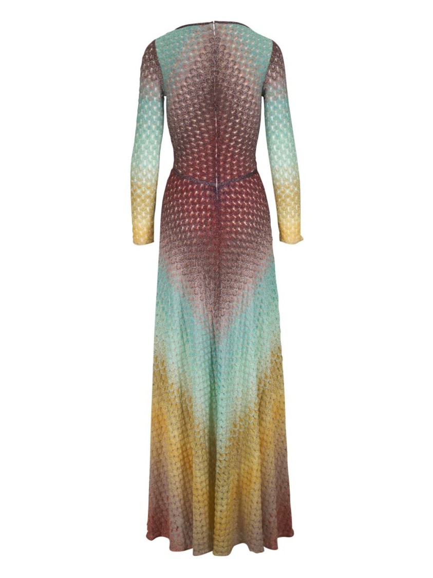 Missoni Gradient Pattern Maxi Dress With Deep V-neckline In Multi