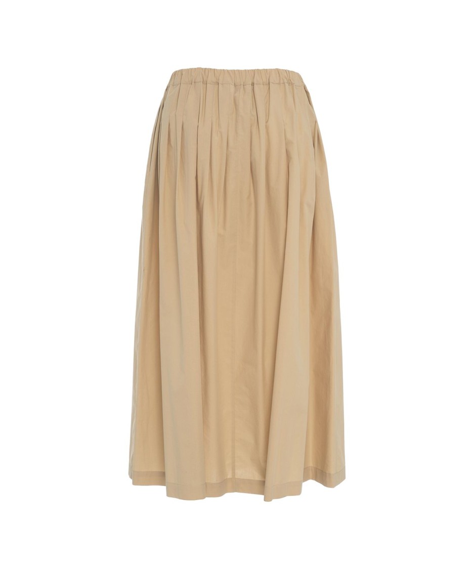 OTTOD'AME OTTOD'AME PLEATED MIDI SKIRT WITH ELASTIC WAISTBAND AND SLIP POCKETS