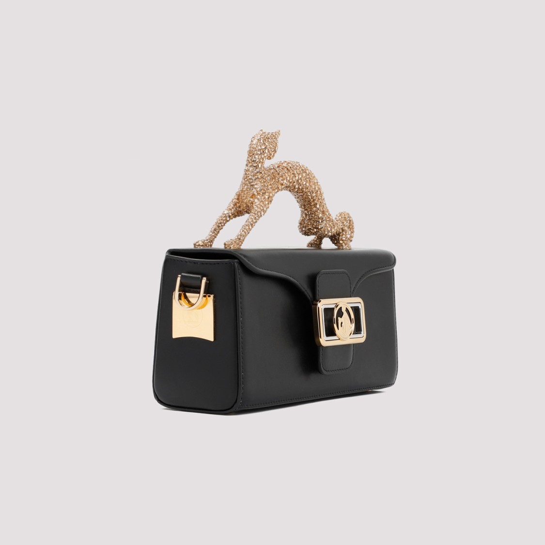 Shop Lanvin Black Loden Calf Leather Nano Cat Pencil Bag