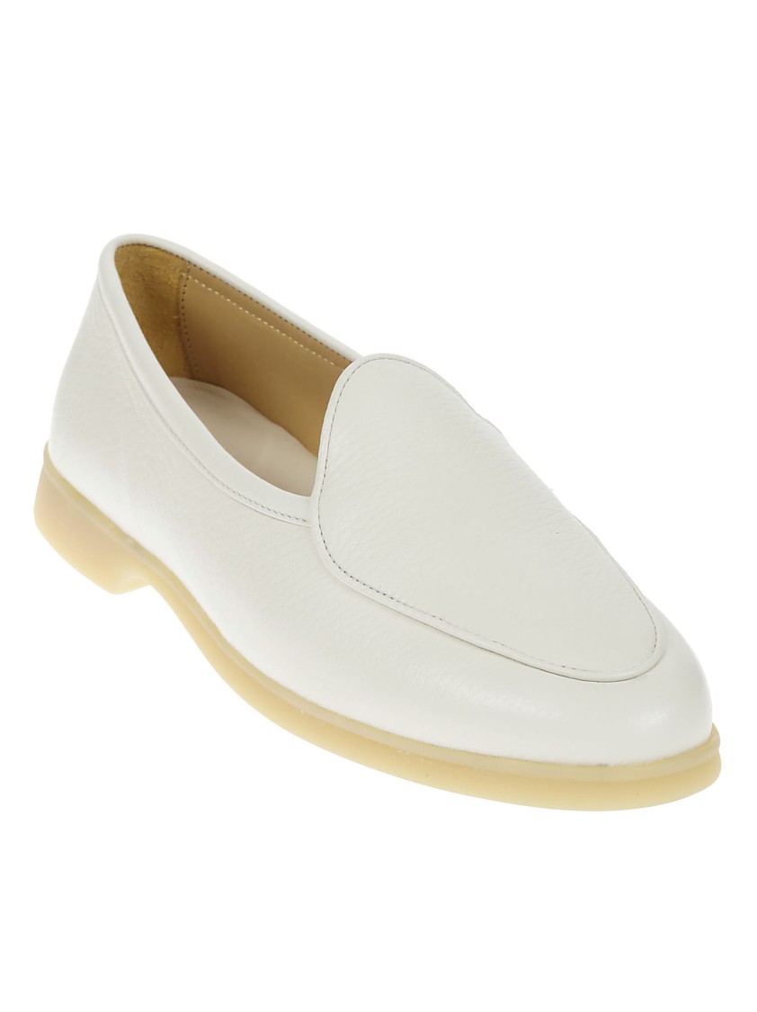 Baudoin & Lange White Deer Skin Moccasins With Slip-on Design