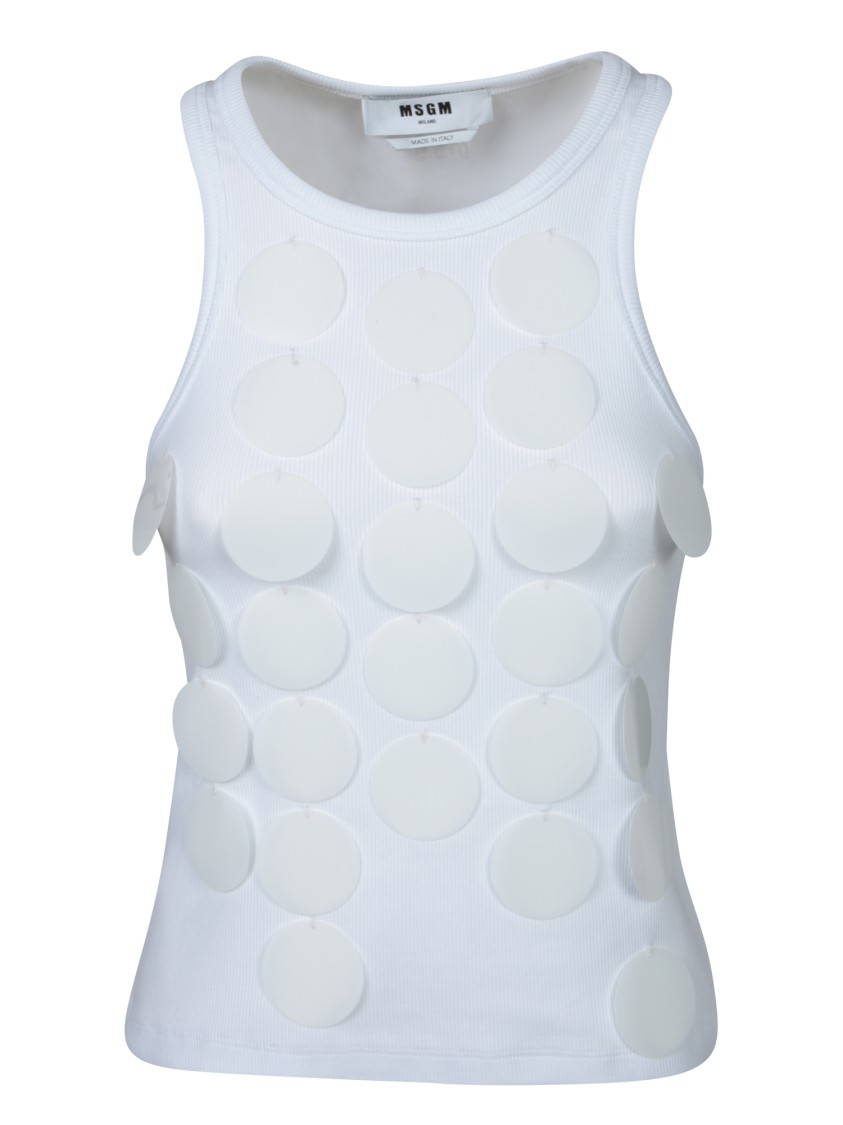 Shop Msgm Sleeveless Top With Ribbed Neckline