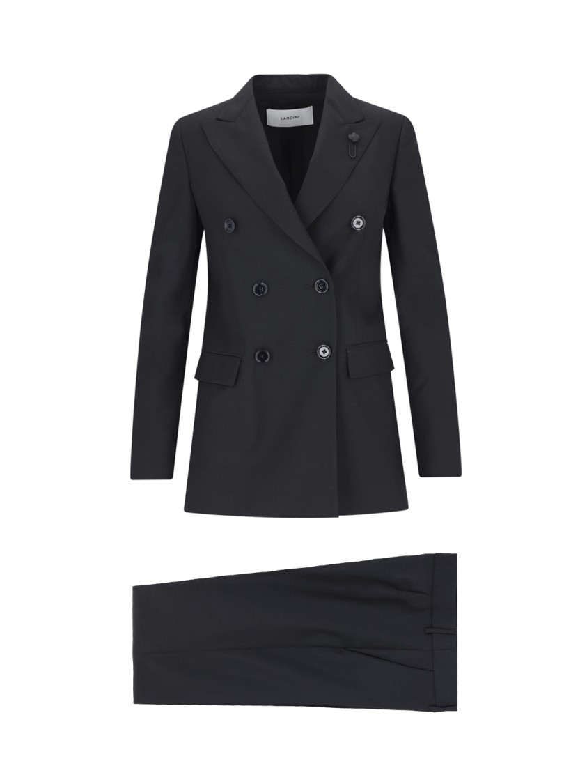 Lardini Black Double-Breasted Suit Suits in Black | THE LIST