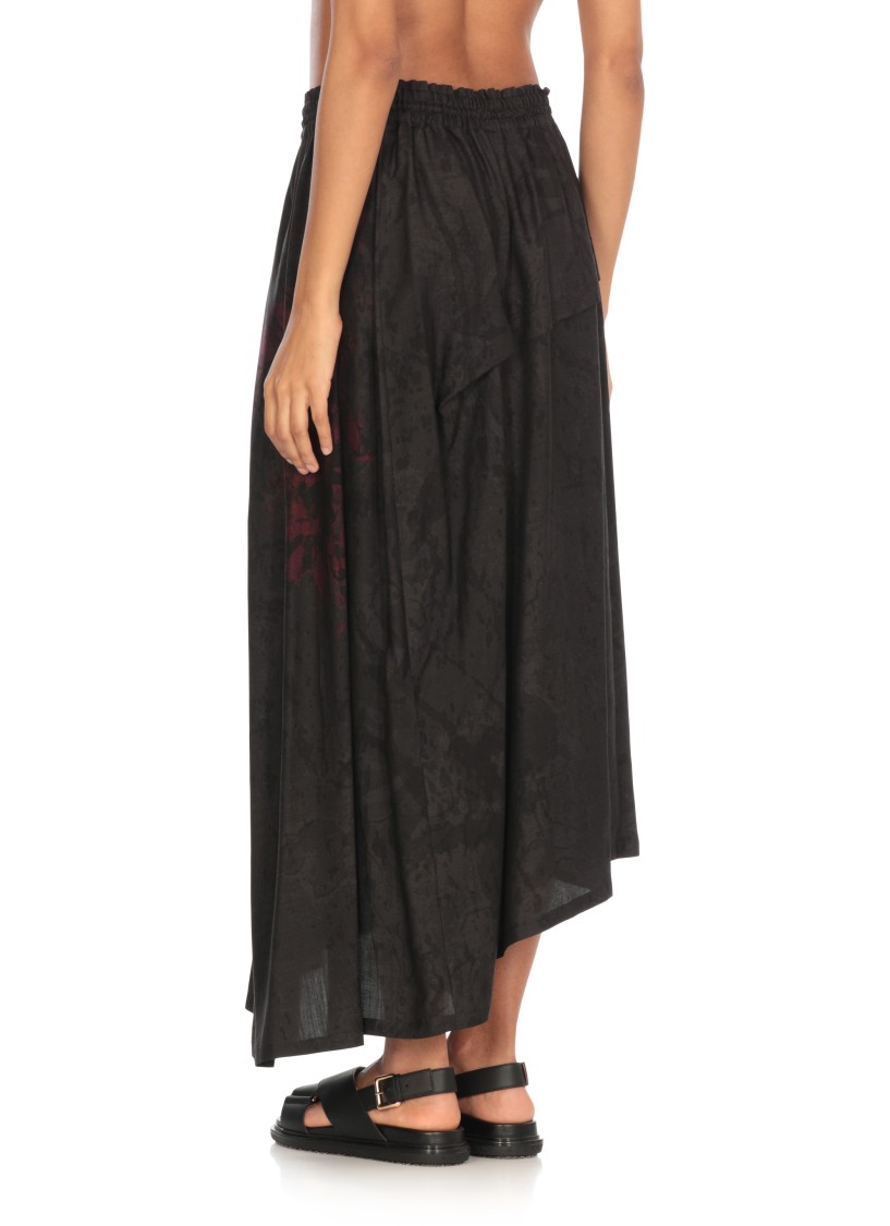 Y's Black Skirt With Print