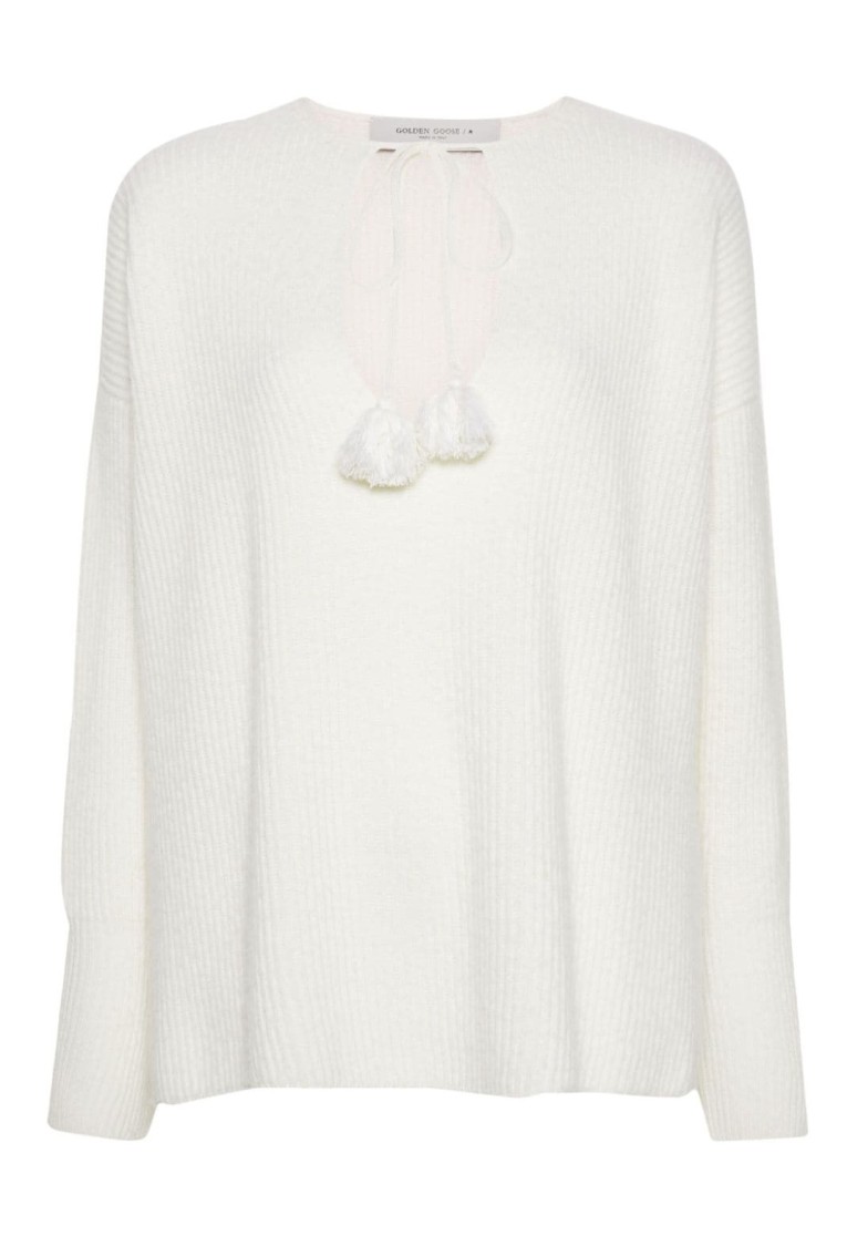 Golden Goose Journey Ws Knit Raglan Sleeves Sweater In White