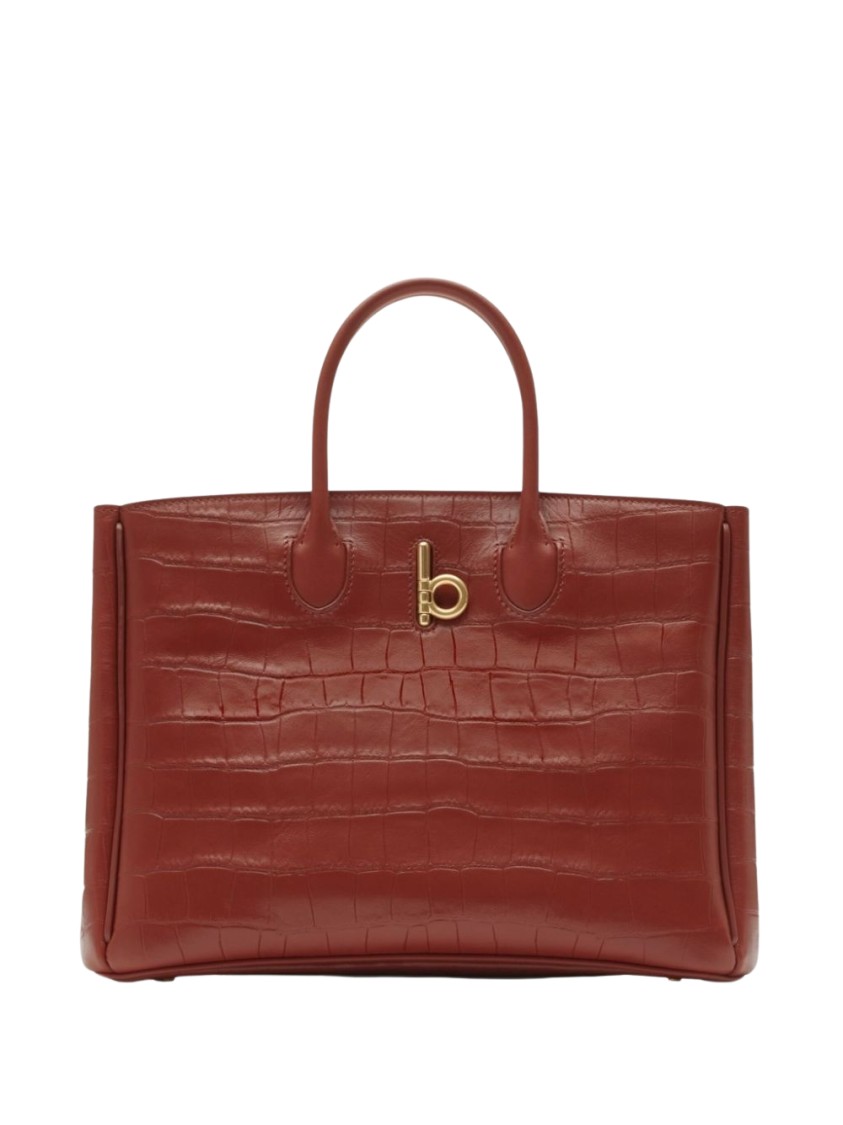 Burberry Handbag With Leather In Red