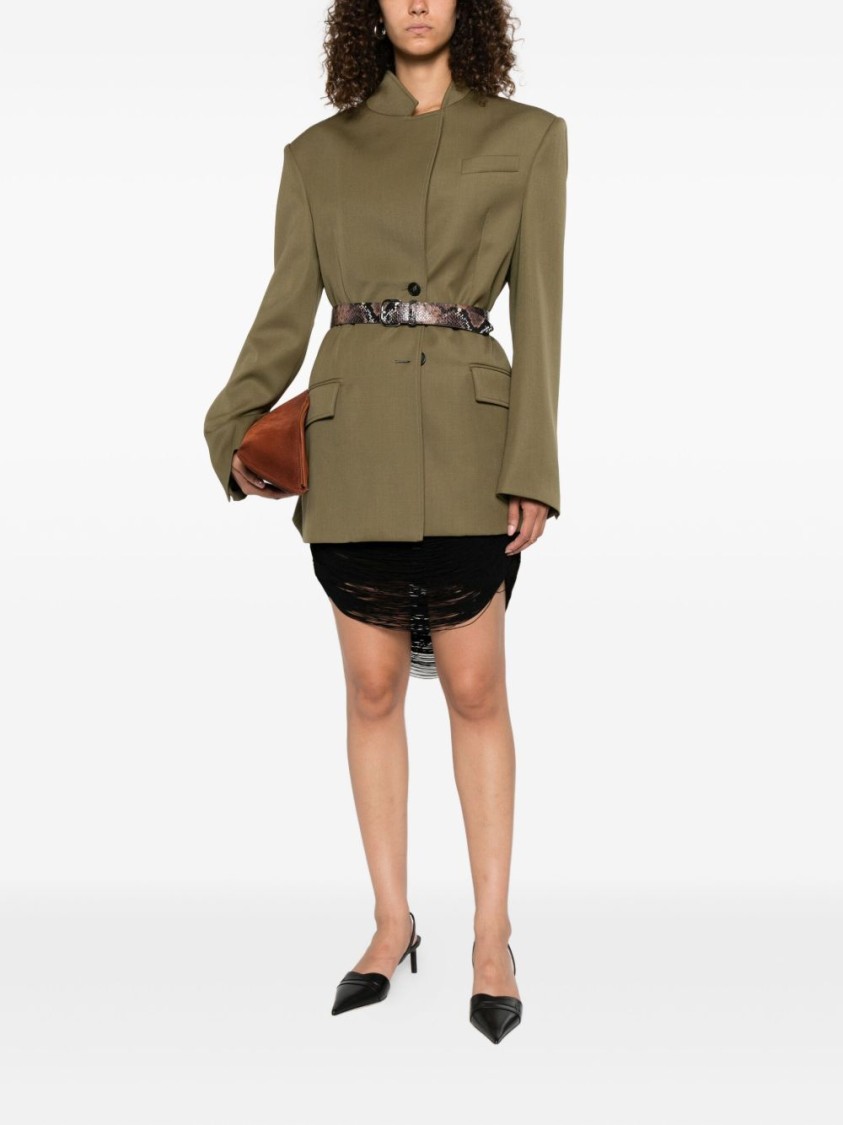 Attico Green Jacket With Asymmetric Closure On The Front In Green