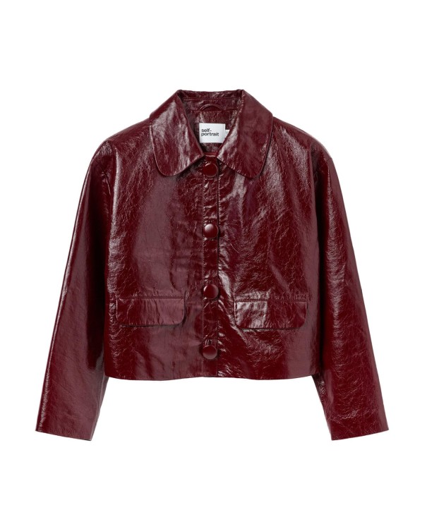 Self-Portrait Burgundy Leather Jacket in Burgundy | THE LIST
