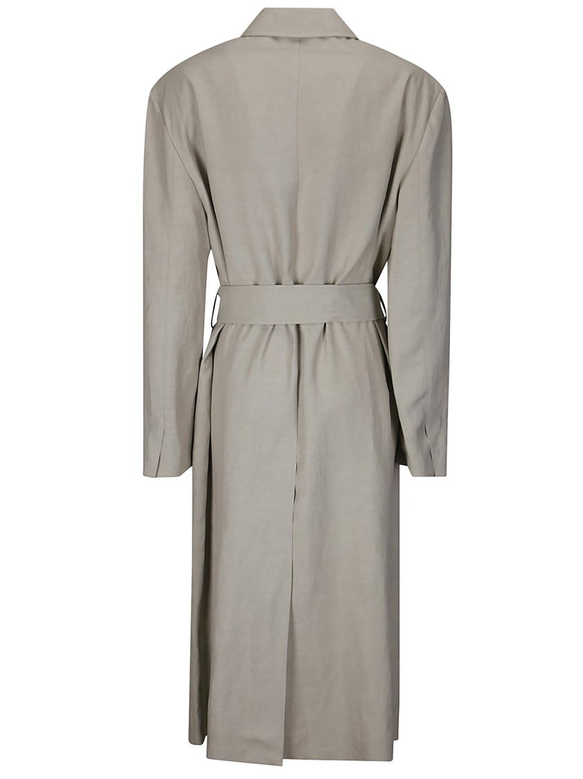 P.a.r.o.s.h . Structured Peak Lapel Trench Coat In Gray