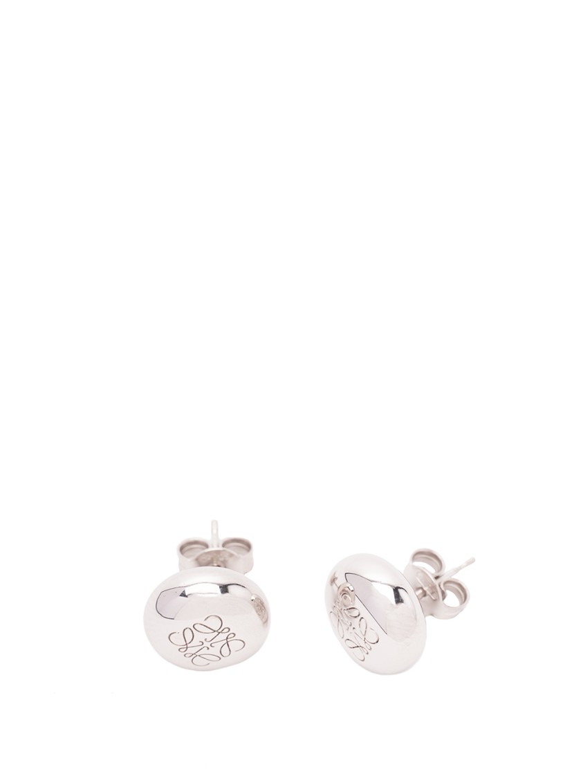 Loewe `anagram Pebble` Stud Earrings In White