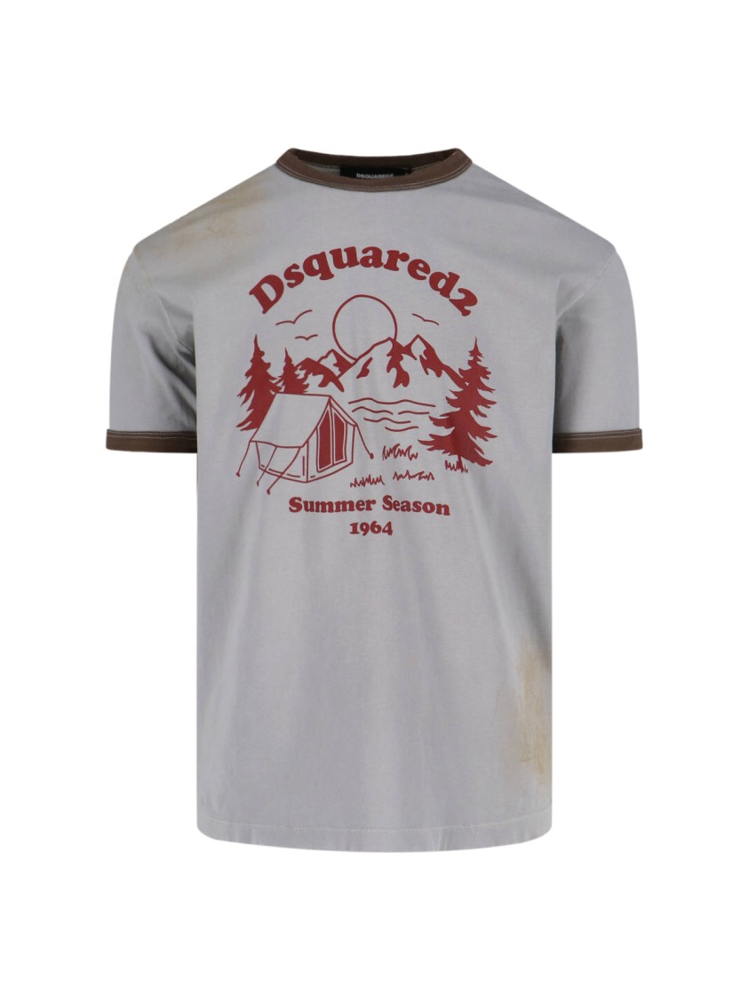 Dsquared2 Vintage Print Relaxed-fit T-shirt With Contrasting Trim