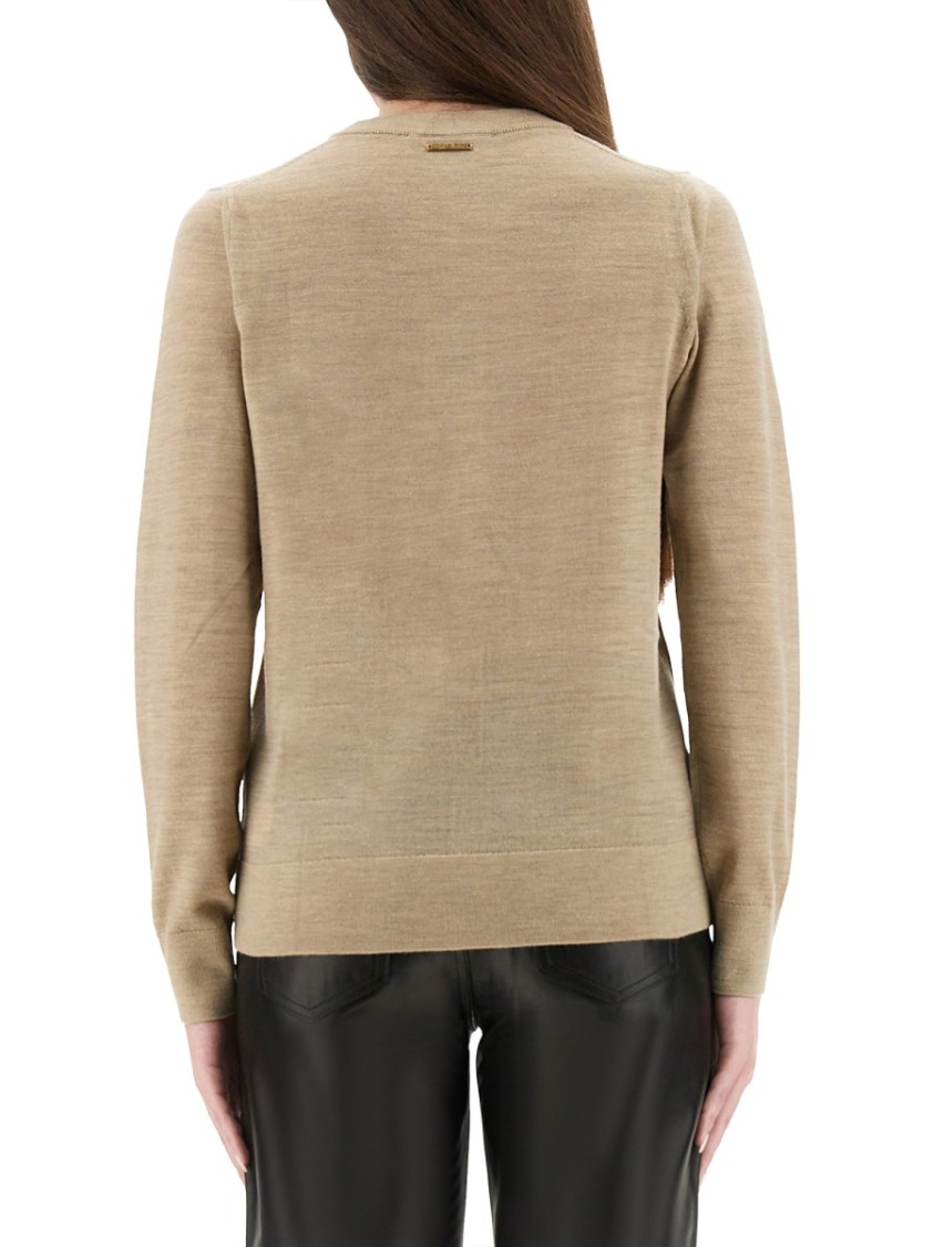 Michael Michael Kors Regular Fit Merino Wool Sweater In Neutral