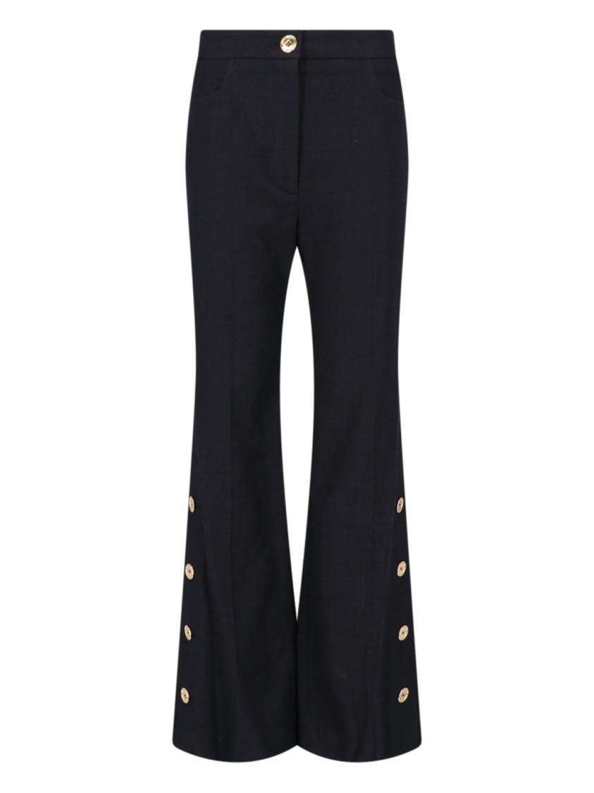 Patou Wide-leg Black Cotton Twill Pants In Black