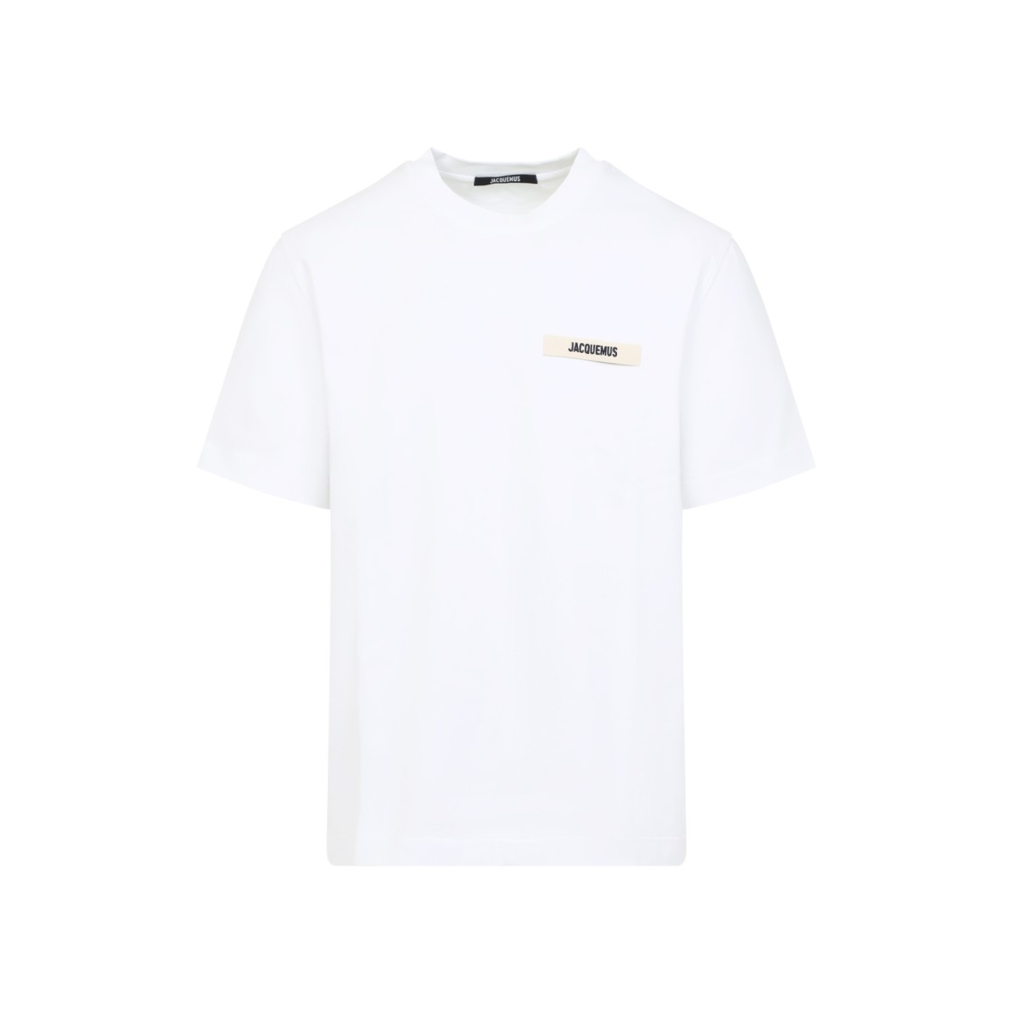 Jacquemus 'le T-shirt Gros Grain' White T-shirt With Logo Patch On The Front In White
