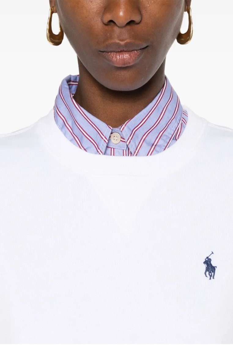 Polo Ralph Lauren Round Collar And Long-sleeved T-shirt In White