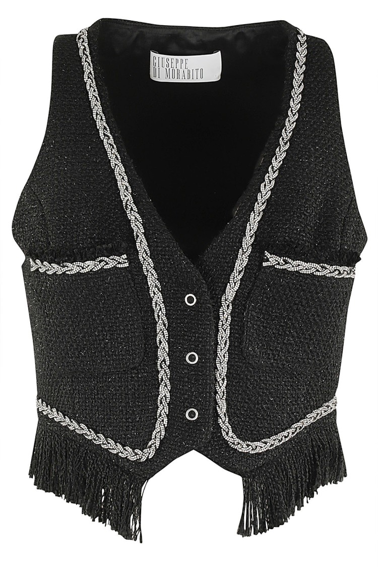 Giuseppe Di Morabito Rhinestone Embellished Vest In Black