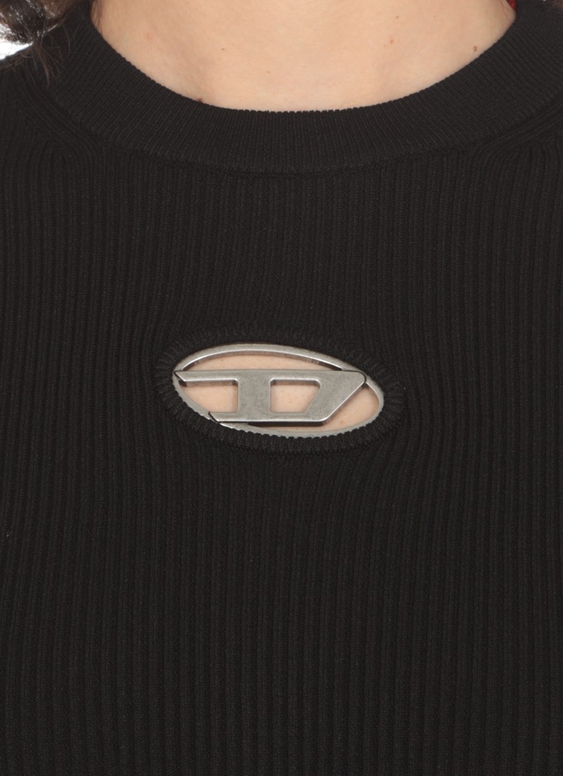Diesel M-anchor-a Cropped Denim Sweatshirt With Cut-out Detail In Black