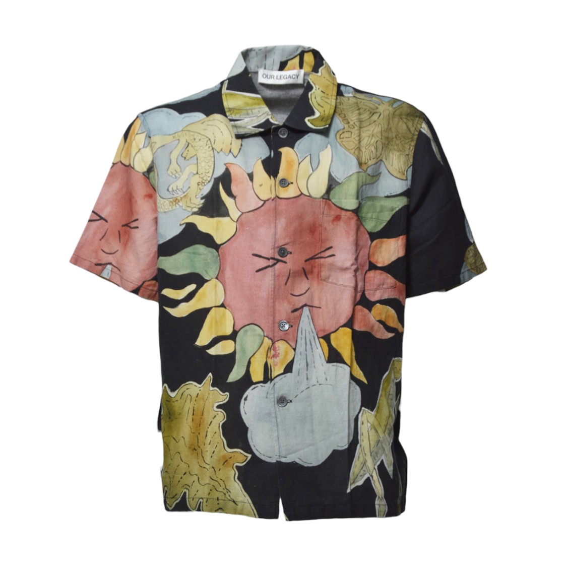 Shop Our Legacy Box Shirt Short Sleeve Linen Cotton Multicolor Print