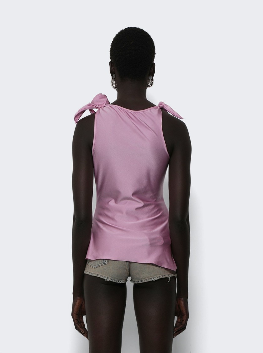Coperni Sleeveless Side Slit Top Soft Asymmetric Bow In Purple