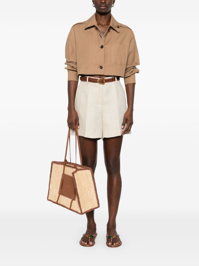 P.a.r.o.s.h Parosh Beige Linen Tailored Shorts With High Waist In Neutral
