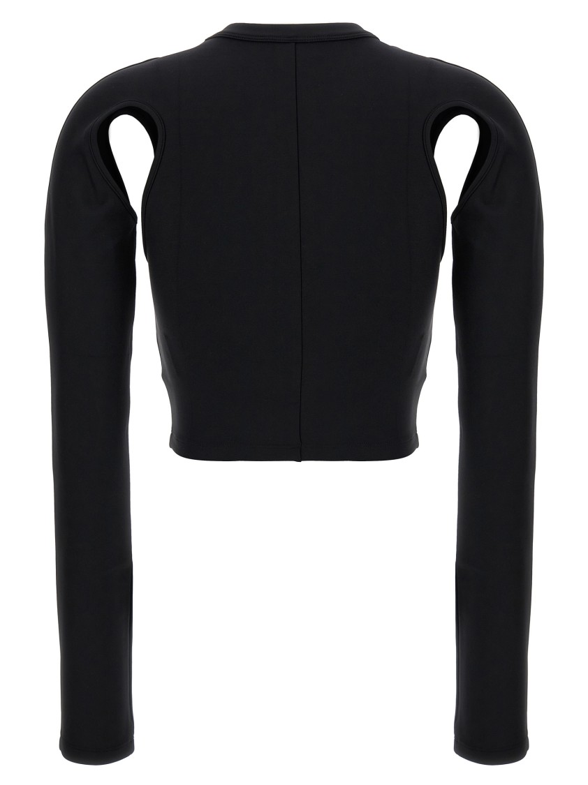 Off-white Fitted Crop Top With Unique Cut-out Details In Black